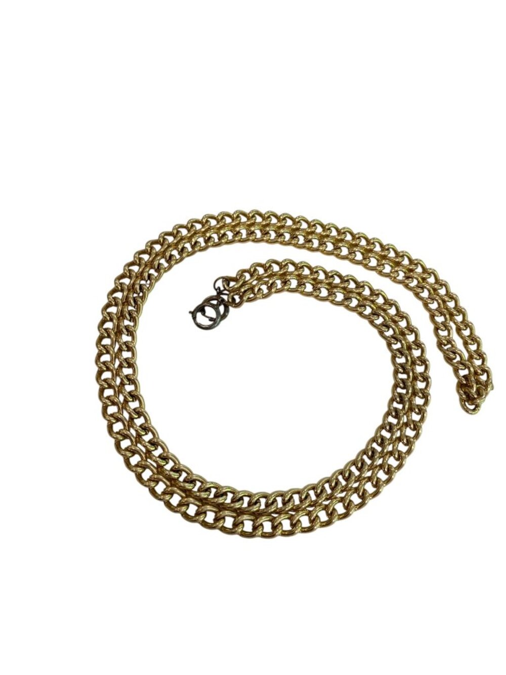 Gold-Tone Chain Waist Belt With Clasp Closures Adjustable Length Double-Strand D